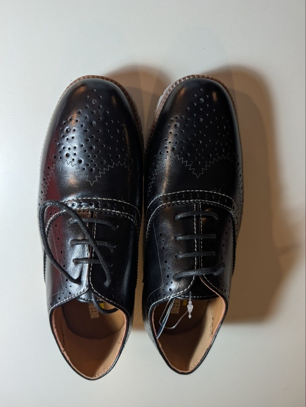 Dear Stags Classic Black Boys Benton Jr Wingtip Oxford Lace-Up Shoes Sz 3M NWT